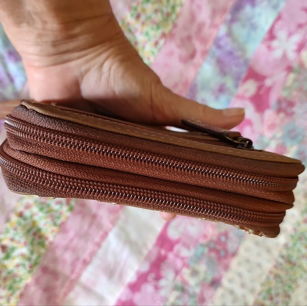 B.O.C BORN CONCEPT FAUX LEATHER DOUBLE ZIPPER WRISTLET.